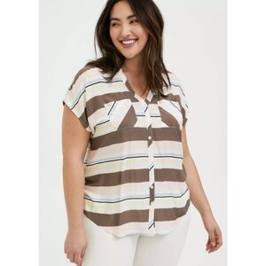 TORRID Multicolored Striped Plus Sz 2X Casual Wear CHALLIS Dolman Sleeve Shirt